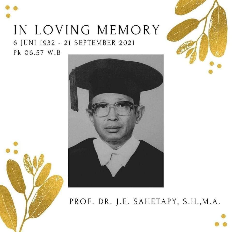 Dunia Hukum Indonesia Berduka Prof. J.E. Sahetapy Meninggal Dunia