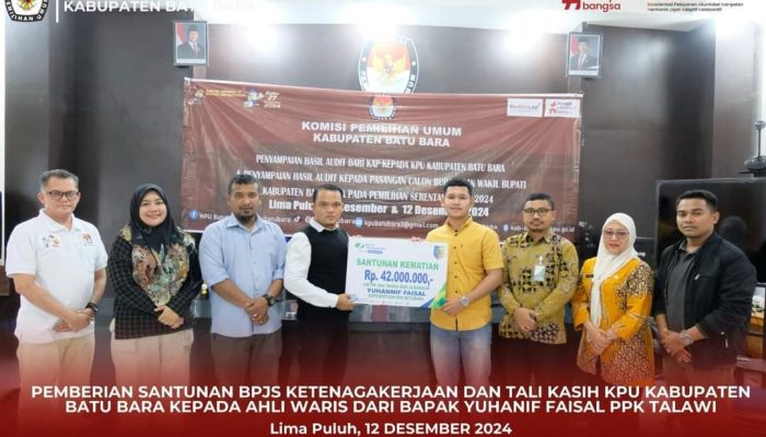 KPU Batu Bara Adakan Pemberian Santunan Dari BPJS Ketenagakerjaan.