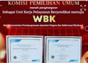 KPU Batu Bara Raih WBK Sebagai Unit Kerja Pelayanan Berpredikat.