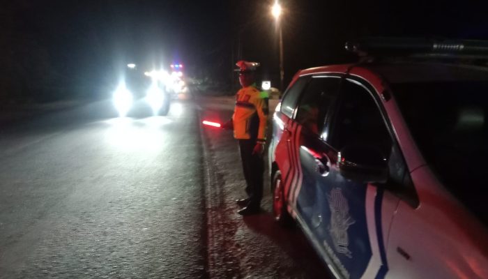 Personil Sat Lantas Polres Batu Bara Giat Patroli Blue Light. Cegah Kejahatan Jalanan.