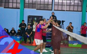 Pasangan Sekjen-Harryona Bawa ATR/BPN ke Semifinal Bulutangkis KORPRI dengan Kemenangan Telak