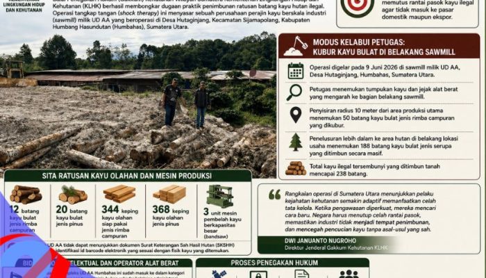 Modus Timbun Kayu di Dalam Tanah, Gakkum LHK Bongkar Sawmill Ilegal di Humbahas