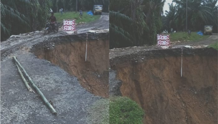 Jalan Akses Masyarakat  Pamah Tambunan Ke Desa Ujung Bandar Putus Total