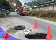 Jalan Provinsi Menuju Tangkahan Kembali Ambles, Gorong-Gorong di Batang Serangan Ancam Keselamatan Pengendara