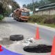 Jalan Provinsi Menuju Tangkahan Kembali Ambles, Gorong-Gorong di Batang Serangan Ancam Keselamatan Pengendara