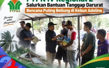 PTPN IV Regional 2 Salurkan Bantuan Tanggap Darurat Bencana Puting Beliung di Kebun Adolina