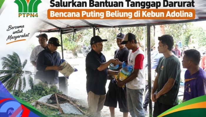 PTPN IV Regional 2 Salurkan Bantuan Tanggap Darurat Bencana Puting Beliung di Kebun Adolina