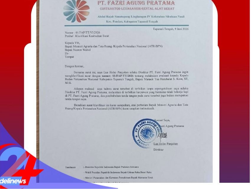 Direktur PT Fazri Agung Pratama Luruskan Surat Pengaduan ke Kantah Tapanuli Tengah