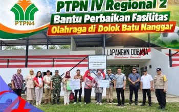 PTPN IV Regional 2 Bantu Perbaikan Fasilitas Olahraga di Dolok Batu Nanggar
